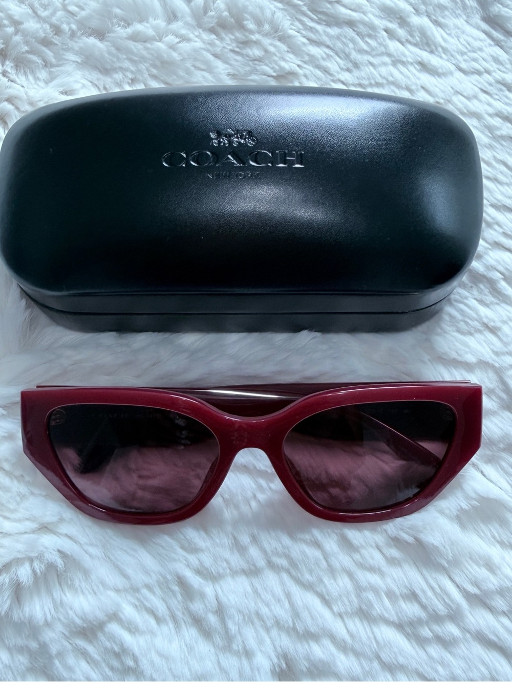 Coach Burgundy Cat-Eye Sunglasses with Tinted Lenses